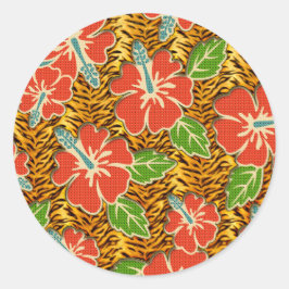 Adesivo Padrão de Tigre Selvagem das Flores Tropicais
