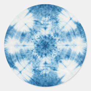 Adesivo Padrão de Tinta Amarrada Shibori Azul Índigo