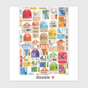 Adesivo Padrão de tíquetes viagens vintage.