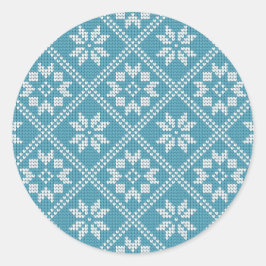 Adesivo Padrão de Tricô de Suéter Azul Fair Isle Natal