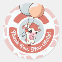 Padrão de vaca de Cinza laranja Obrigado Round Sti