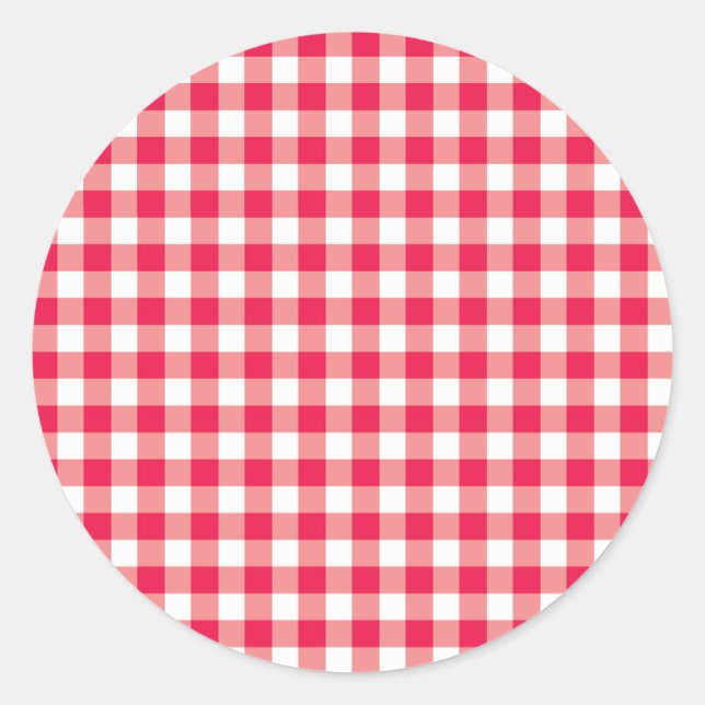 Adesivo Padrão de Verificação de Gingham no País Vermelho (Frente)