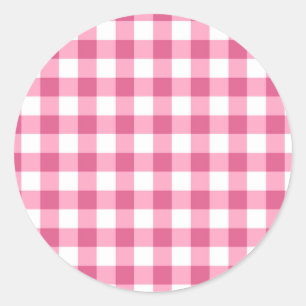 Adesivo Padrão De Verificação De Gingham, Rosa E Branco