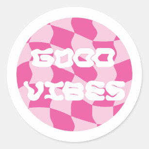 Adesivo Padrão de vibrações boas cor-de-rosa Y2K