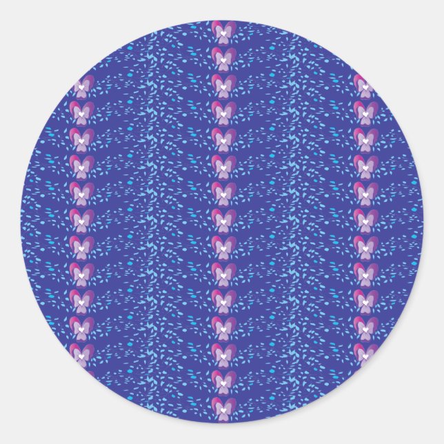 Adesivo Padrão de wallpaper de Violetas Florais Roxo Vinta (Frente)