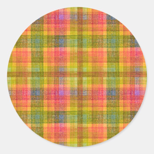 Adesivo Padrão de Xadrez de Cores do Lápis Vibrante (Frente)