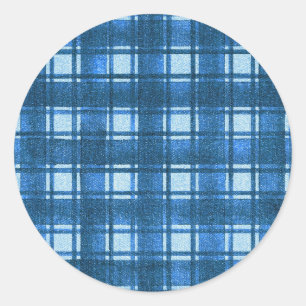 Adesivo Padrão de Xadrez de Denim Moderno Azul e Branco