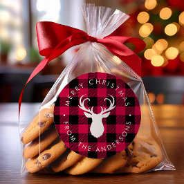 Adesivo Padrão de Xadrez de Natal e Veado