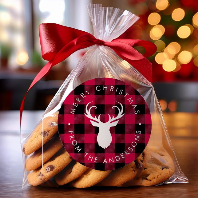 Adesivo Padrão de Xadrez de Natal e Veado (Criador carregado)