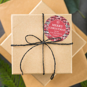 Adesivo Padrão de xadrez do flanela editável vermelho escu