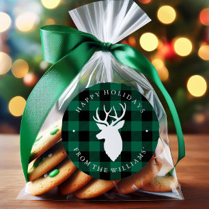 Adesivo Padrão de Xadrez Russo Verde e Veado