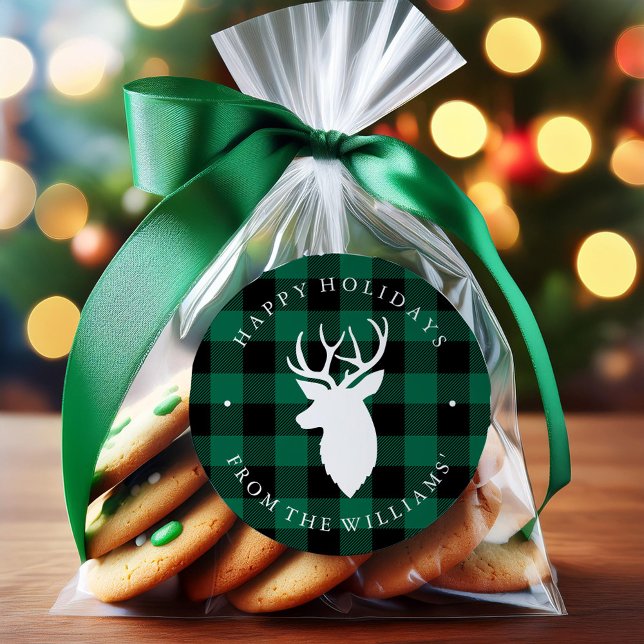 Adesivo Padrão de Xadrez Russo Verde e Veado (Criador carregado)