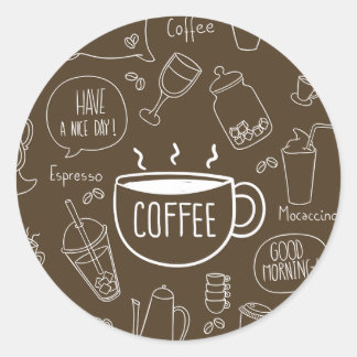 Adesivo Padrão de Xícara de Café Retro – Perfeito para Bar