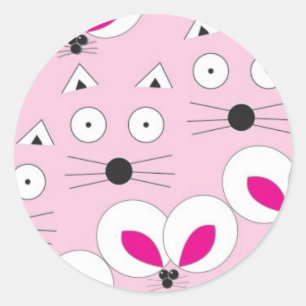 Adesivo Padrão do rato de gato rosa