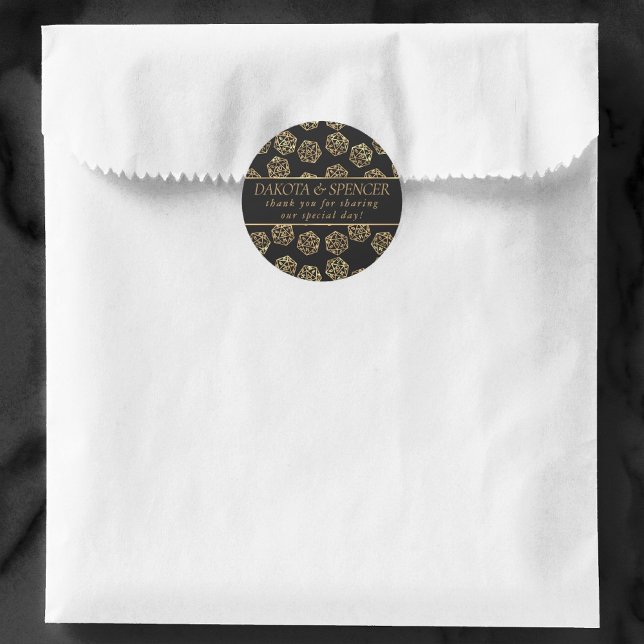 Adesivo Padrão Dourado D20 | Tabletop Role Player Obrigado (Criador carregado)