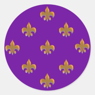 Adesivo Padrão DOURADO do Round Fleur de Lis Stickers