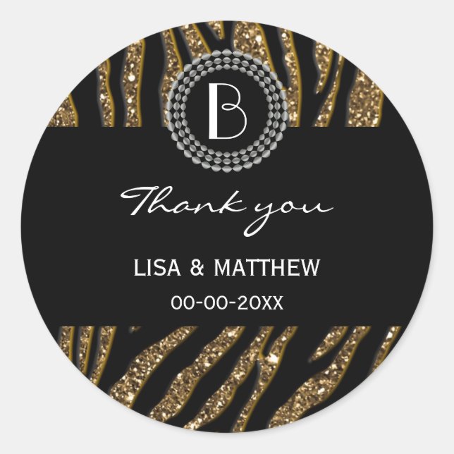 Adesivo Padrão e Monograma de Zebra com Lítima de Impressã (Frente)