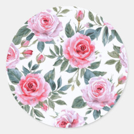 Adesivo Padrão Elegante de Aquarela de Rosa Rosa