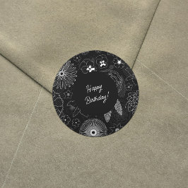 Adesivo Padrão Elegante de Flores Brancas e Cinzas