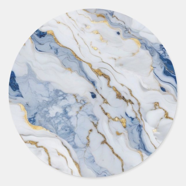 Adesivo Padrão elegante de granito branco de ouro azul (Frente)