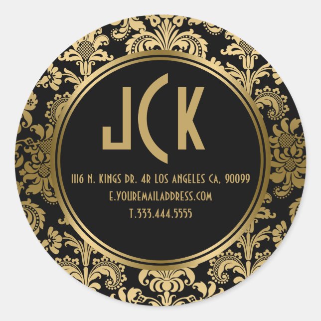 Adesivo Padrão Elegante Preto e Dourado para Damascos Flor (Frente)