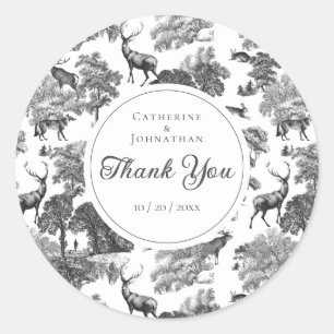 Adesivo Padrão Elegante Vintage Black White Toile Deer
