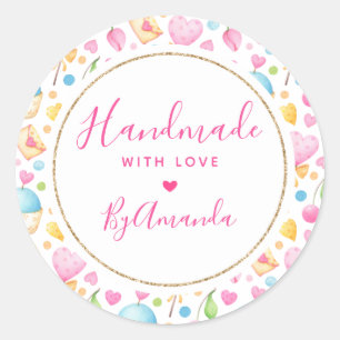 Adesivo Padrão feito com coração de amor e muffins