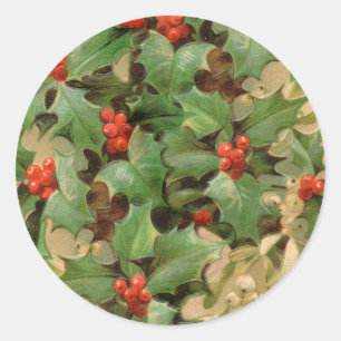 Adesivo Padrão Festivo da Trabalho de arte de Natal Holly