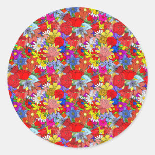 Adesivo Padrão Floral Amarelo Azul Roxo Vermelho Verde