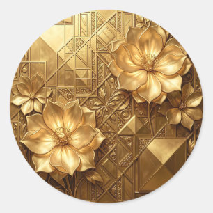 Adesivo Padrão Floral Art Déco em Ouro Luxuoso