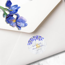 Adesivo Padrão Floral Azul de Mármore Cinza Elegante em Aq
