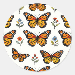 Adesivo Padrão Floral da Borboleta Monarca