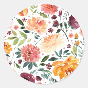 Adesivo Padrão Floral de Aquarela Outono em Flor