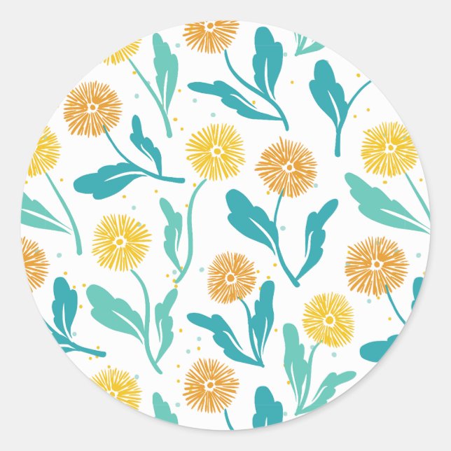 Adesivo Padrão Floral de Dandelion Amarelo - Inspirado na  (Frente)