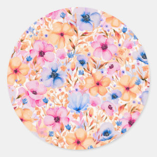 Adesivo Padrão Floral de Flores Silvestres Coloridas em Aq