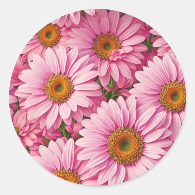 Adesivo Padrão floral de margarida rosa retrô (Frente)