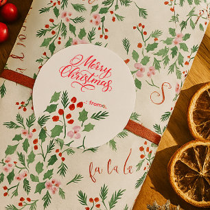 Adesivo Padrão Floral de Natal Vermelho e Verde Moderno