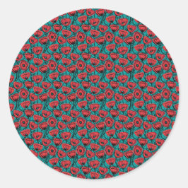 Adesivo Padrão Floral de Papoula Vermelha Abstrata Moderna