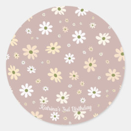 Adesivo Padrão Floral de Retro Daisy Personalizado Anivers