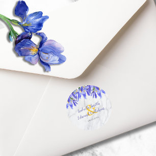 Adesivo Padrão Floral Íris Azul Royal Mármore Cinza Modern