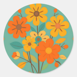 Adesivo Padrão Floral Retroativo com Formas de Abstrato em
