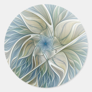 Adesivo Padrão Floral Sonho Abstrato Azul Caqui Fractal