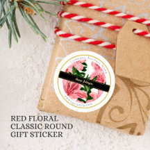 Padrão Floral Vermelho Elegante Nome Personalizado
