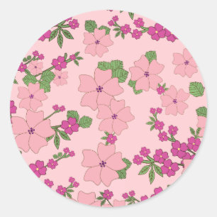 Adesivo Padrão floral, violeta pastel e roxo,