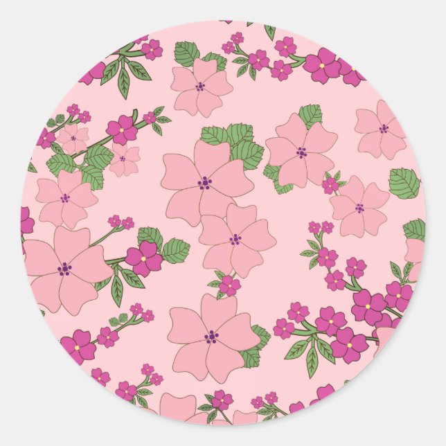 Adesivo Padrão floral, violeta pastel e roxo, (Frente)