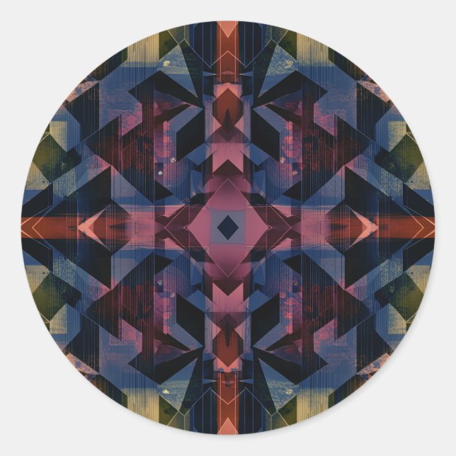 Adesivo Padrão geométrico abstrato com flor azul (Frente)