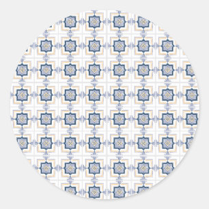 Adesivo Padrão geométrico azul e branco