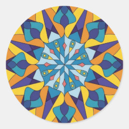 Adesivo Padrão geométrico fractal azul e amarelo