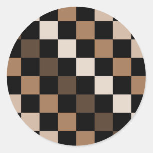Adesivo Padrão Gingham Preto-Castanho Verificado