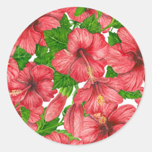 Adesivo Padrão hibiscus vermelho II